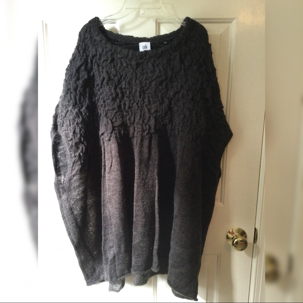 CAbi Waverly poncho, charcoal, size medium but runs generous